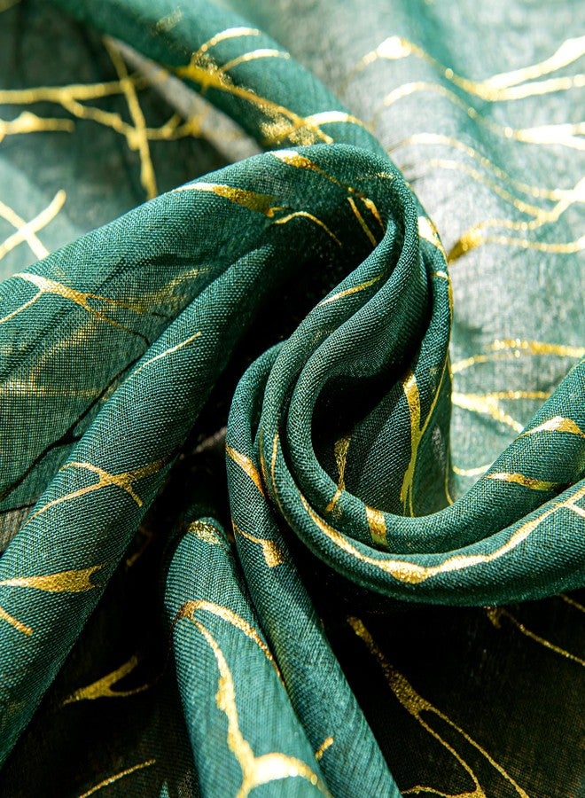 Deeprove ستائر شفافة من ديبروف، لون أخضر زمردي، طولها 84 بوصة، طقم من قطعتين، بنقشة غصن شجرة ذهبية معدنية، مناسبة لغرفة النوم، ديكور عيد الميلاد التجريدي، زوج من ستائر النوافذ، جيب للعمود، عرض 52 × طول 84 بوصة - Image 5